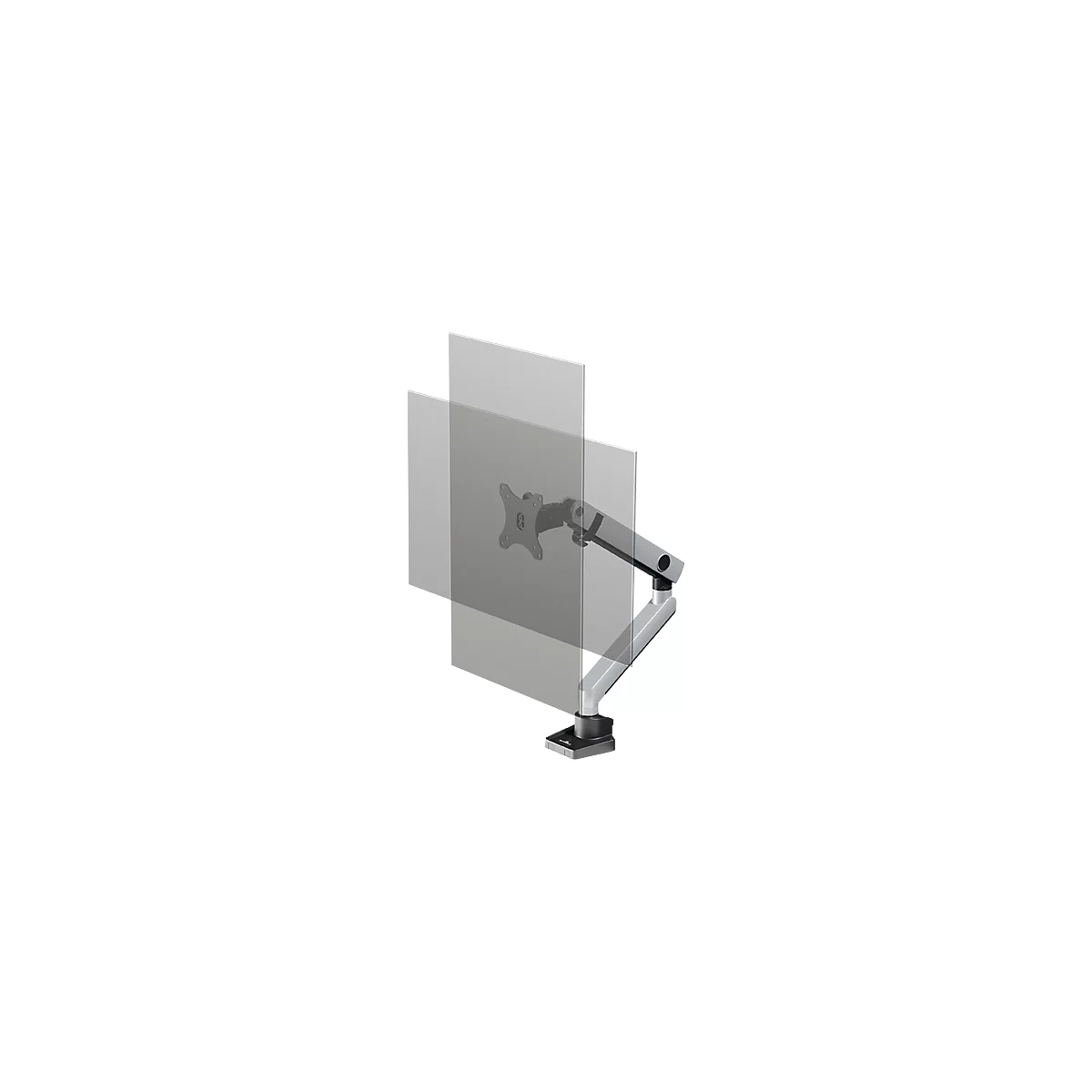 Durable Select Plus-monitorhouder, voor 1 monitor tot 32', met bureausteun, draaibaar/zwenkbaar/in hoogte verstelbaar, VESA-compatibel, zilver