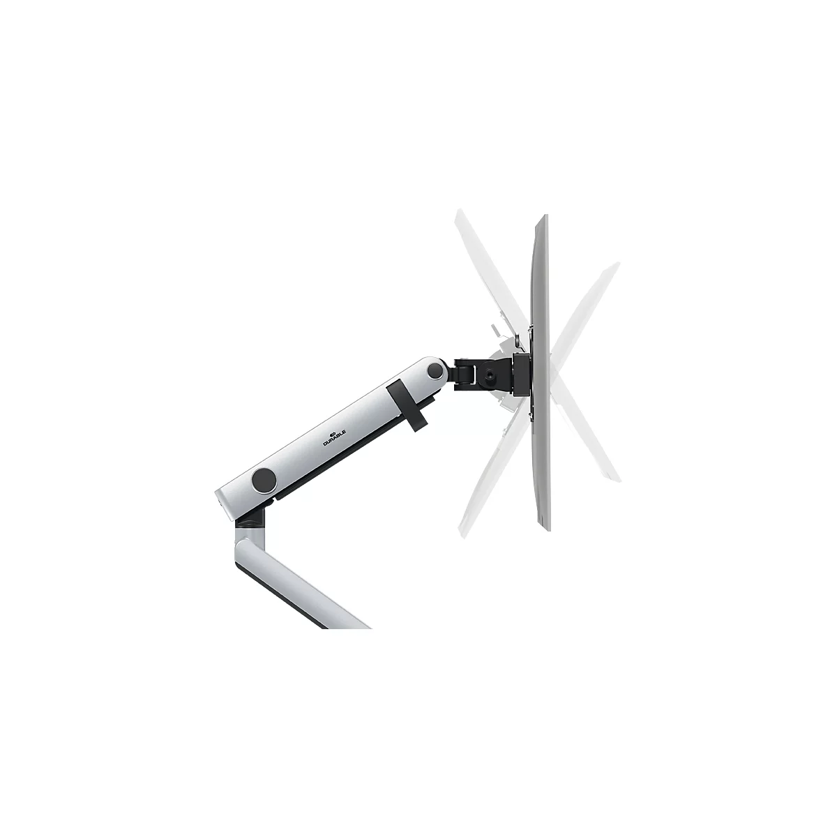 Durable Select Plus-monitorhouder, voor 1 monitor tot 32', met bureausteun, draaibaar/zwenkbaar/in hoogte verstelbaar, VESA-compatibel, zilver