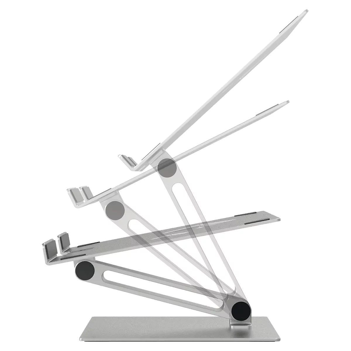 Durable Stand Rise laptopstandaard, voor laptops tot 17', rubberen pads, handmatig verstelbaar, met verzonken greep, aluminium