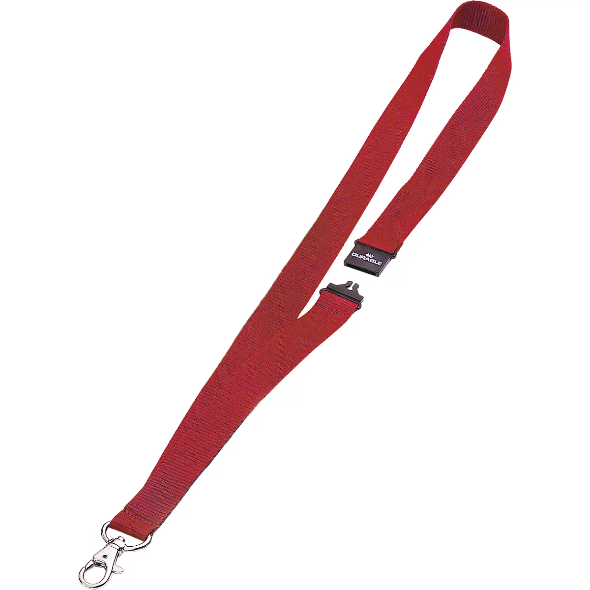 Durable textielband, voor badgehouders/naamplaatjes, karabijnhaak, veiligheidssluiting, L 440 x B 20 mm, textiel, rood, 10 stuks