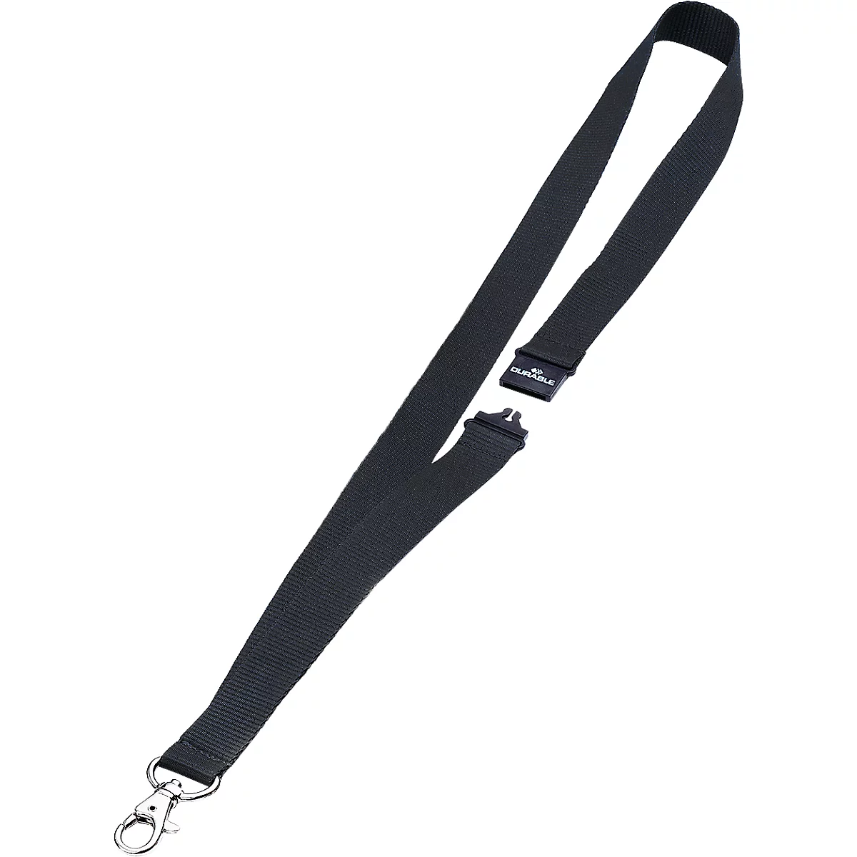 Durable textielband, voor badgehouders/naamplaatjes, karabijnhaak, veiligheidssluiting, L 440 x B 20 mm, textiel, zwart, 10 stuks