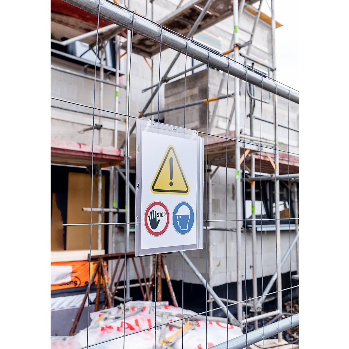 Durable Waterbestendige posterhoezen – voor A4 formaat - 2-zijdig- bevestiging met kabelbinders – transparant – set van 5 stuks