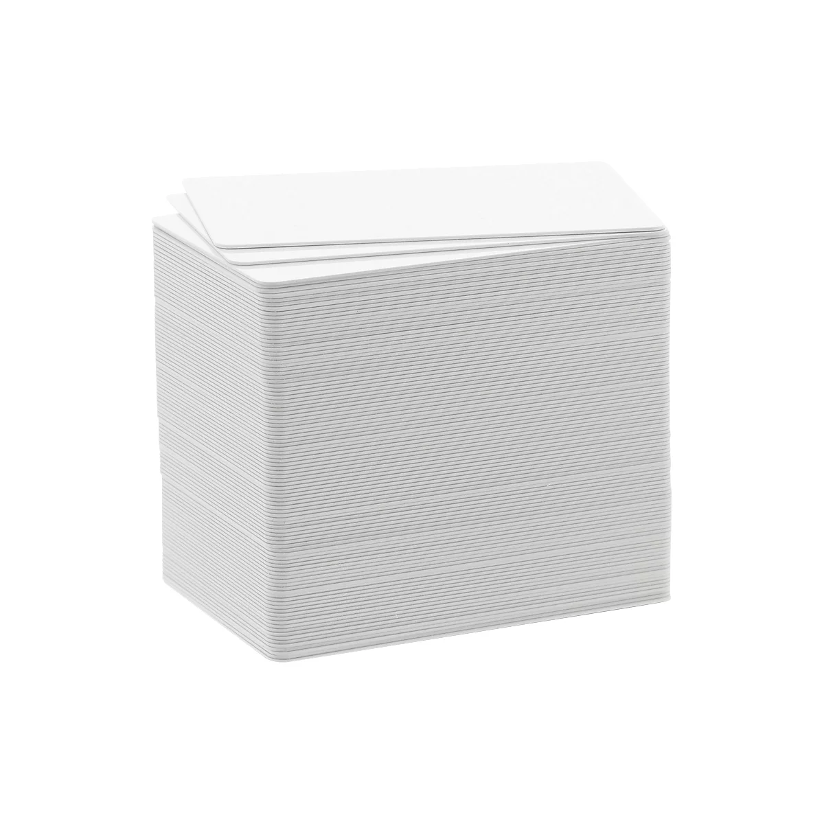 Stack of white cards, top card slightly raised.
