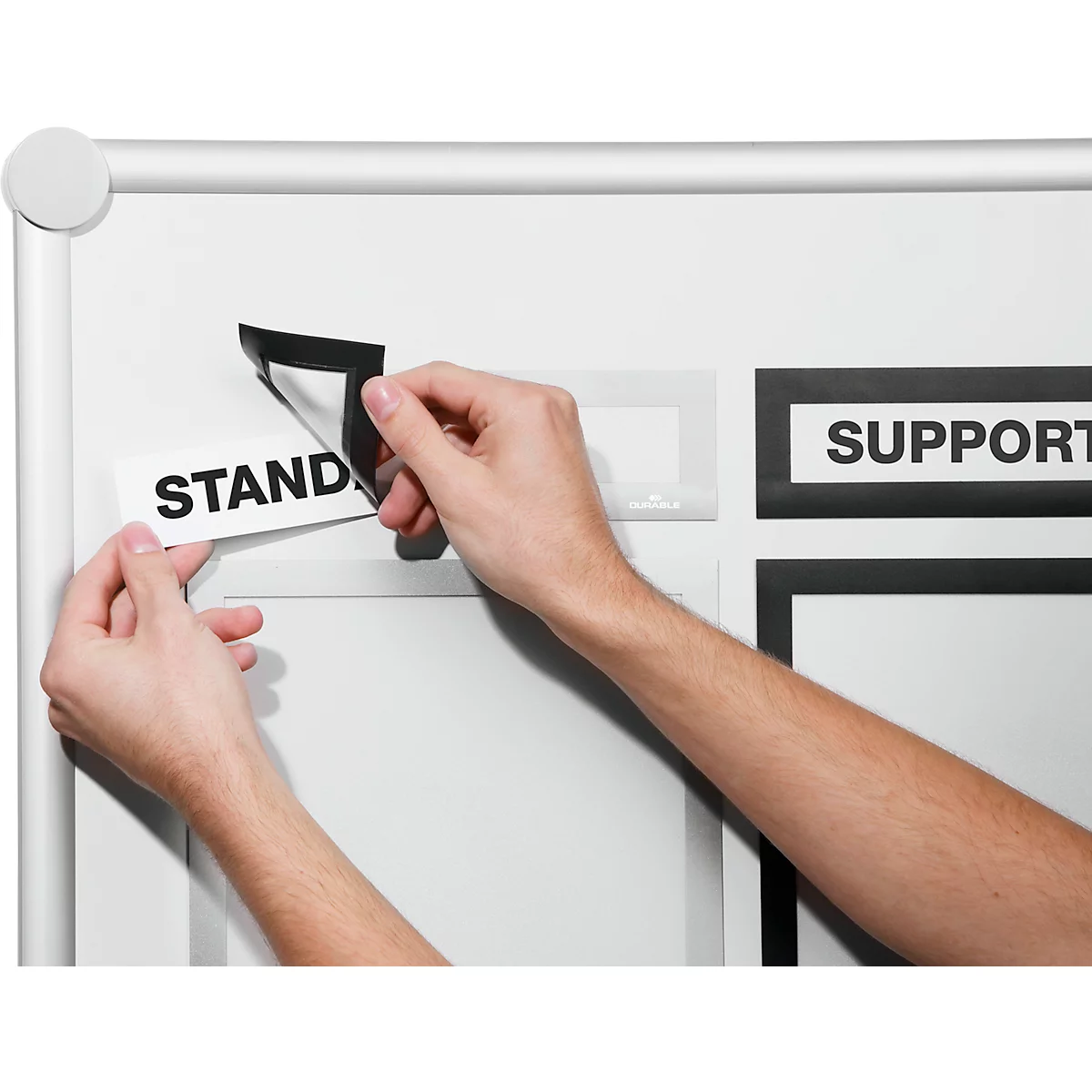 DURAFRAME® Magnetic TOP, magneetlijst voor opschriften, A3 staand/A4 liggend, zwart, 5 stuks