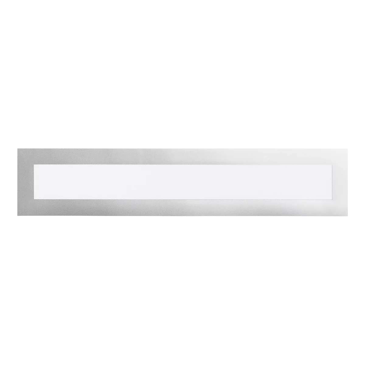 Rechteckiger, silberfarbener Rahmen mit weißem Innenfeld.