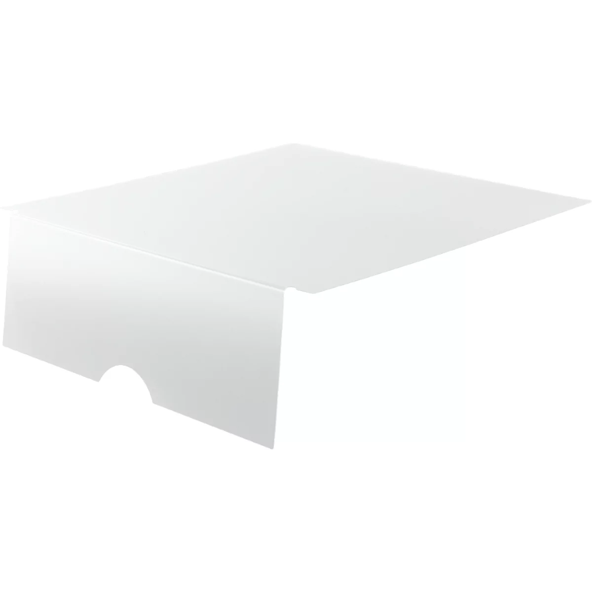 White, angular element with a rounded recess in the corner. The element is shown in perspective.