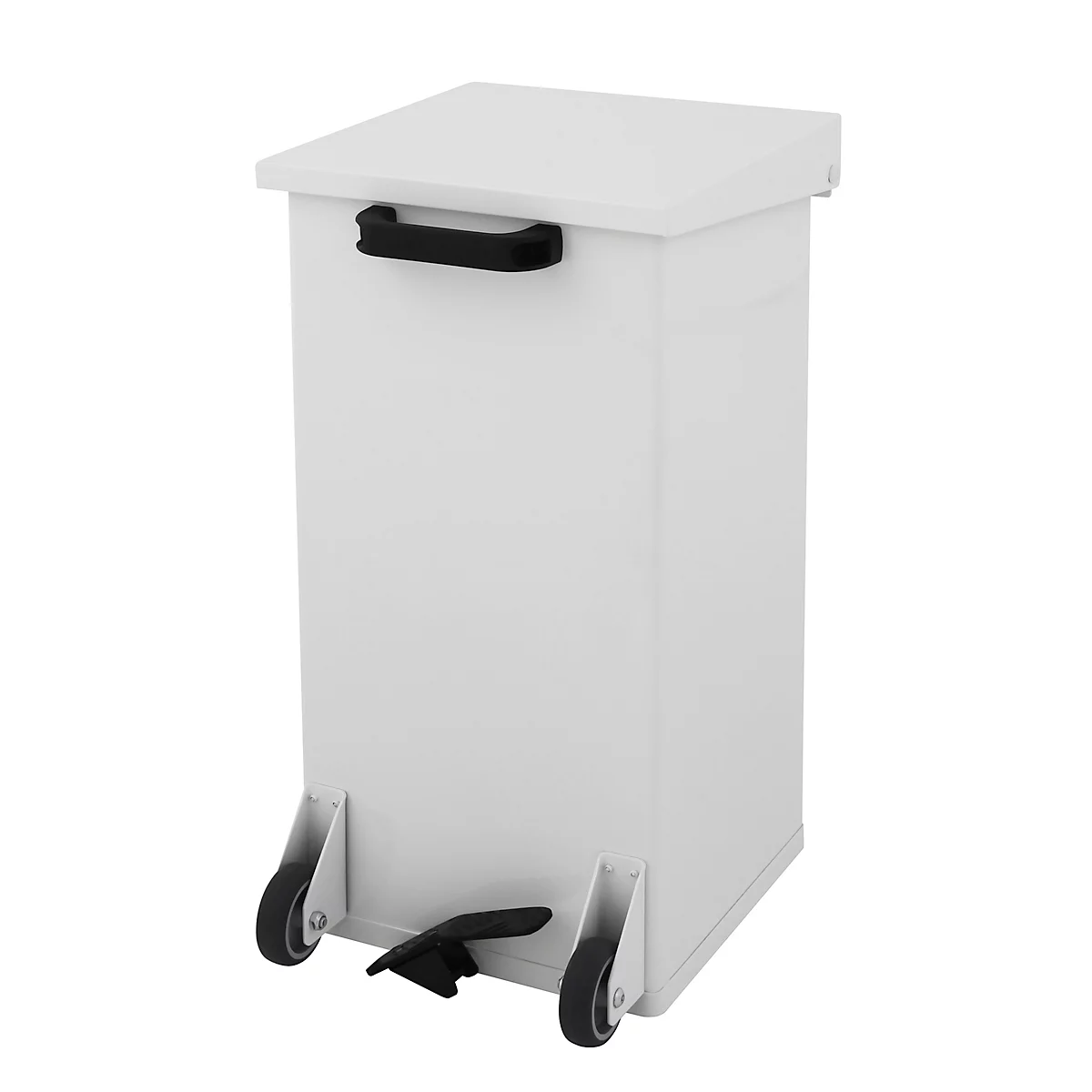 Dutch Design Poubelle à pédale Carro-Kick, ignifuge, couvercle soft-close, mobile avec roulettes, 55 litres, L 300 x P 300 x H 600 mm, blanc
