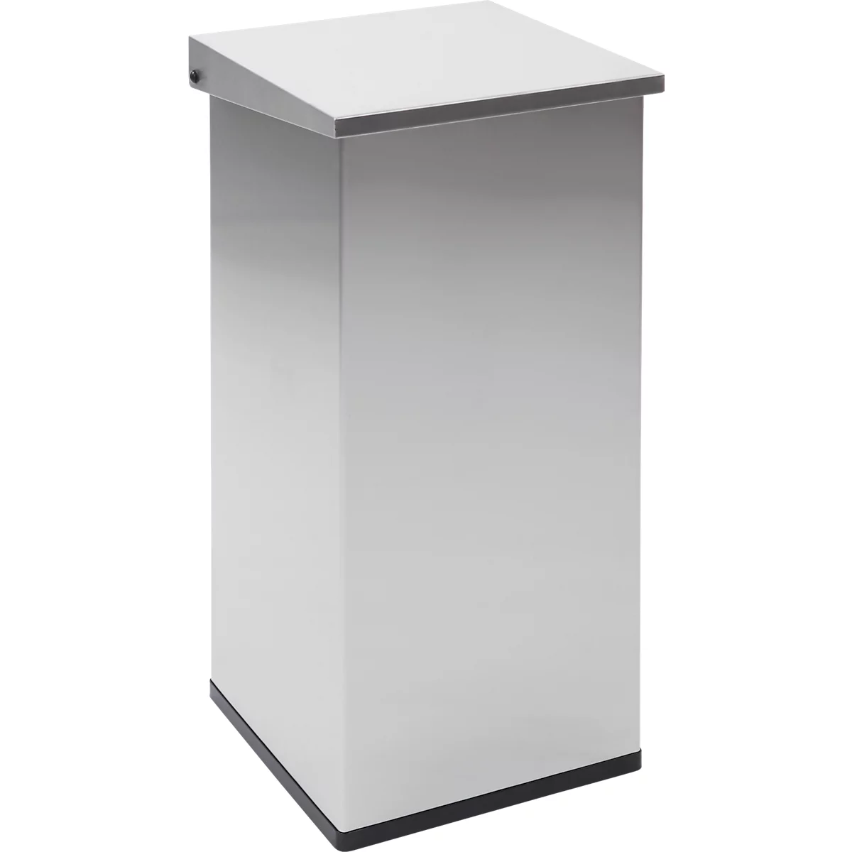 Dutch Design Poubelle Carro-Lift, ignifuge, couvercle relevable, système d'amortissement, L 300 x P 300 x H 600 mm, 55 l, inox