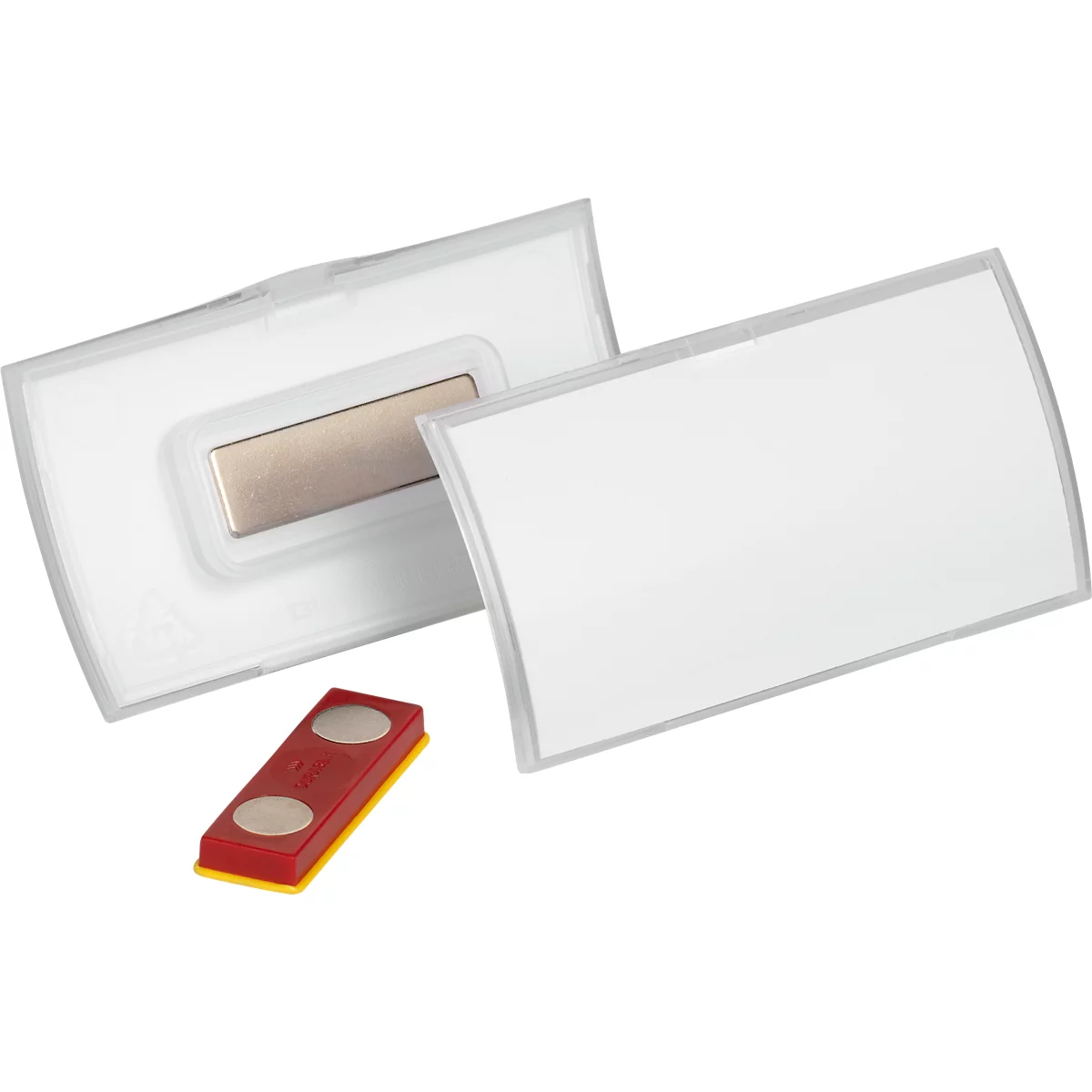 Duurzame naambadges Click Fold, 40 x 75 mm, bol, magneet, 10 stuks