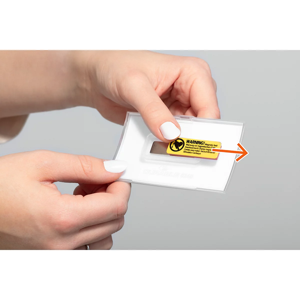 Duurzame naambadges Click Fold, 40 x 75 mm, bol, magneet, 10 stuks