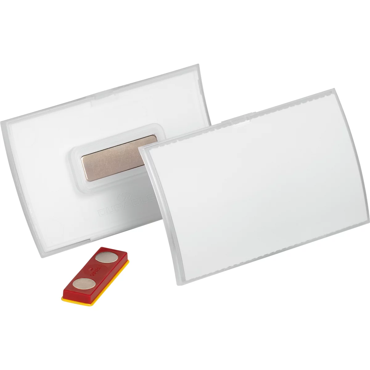 Duurzame naambadges Click Fold, 54 x 90 mm, bol, magneet, 10 stuks