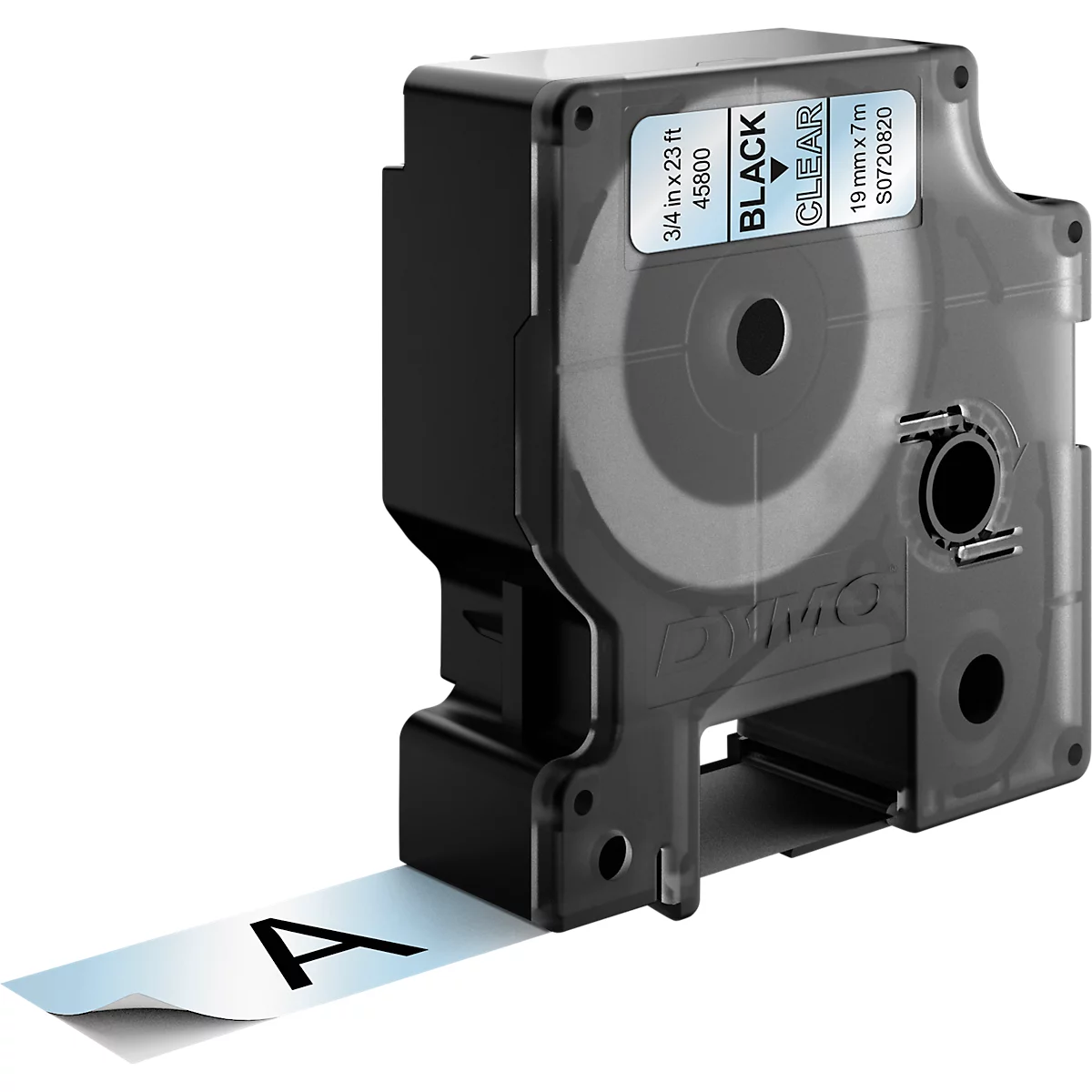 DYMO® Cassette de ruban D1 45800, 19 mm, transparent/noir