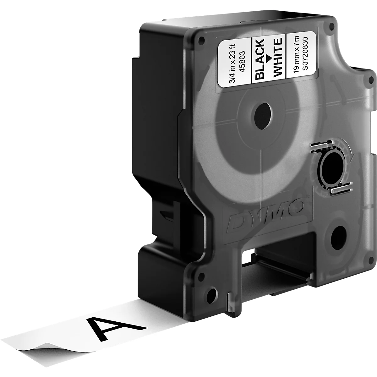 DYMO® Font Tape Cassette D1 45803, 19 mm breed, wit/zwart