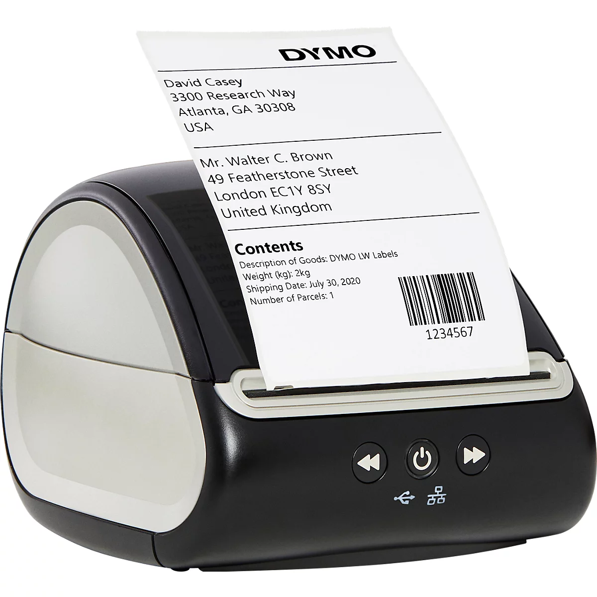 DYMO® LabelWriter™ 5XL etikettenprinter, direct thermisch, 300 x 300 dpi, 53 etiketten/min, auto-detect, ideaal voor e-commerce, USB/LAN, etiketten.