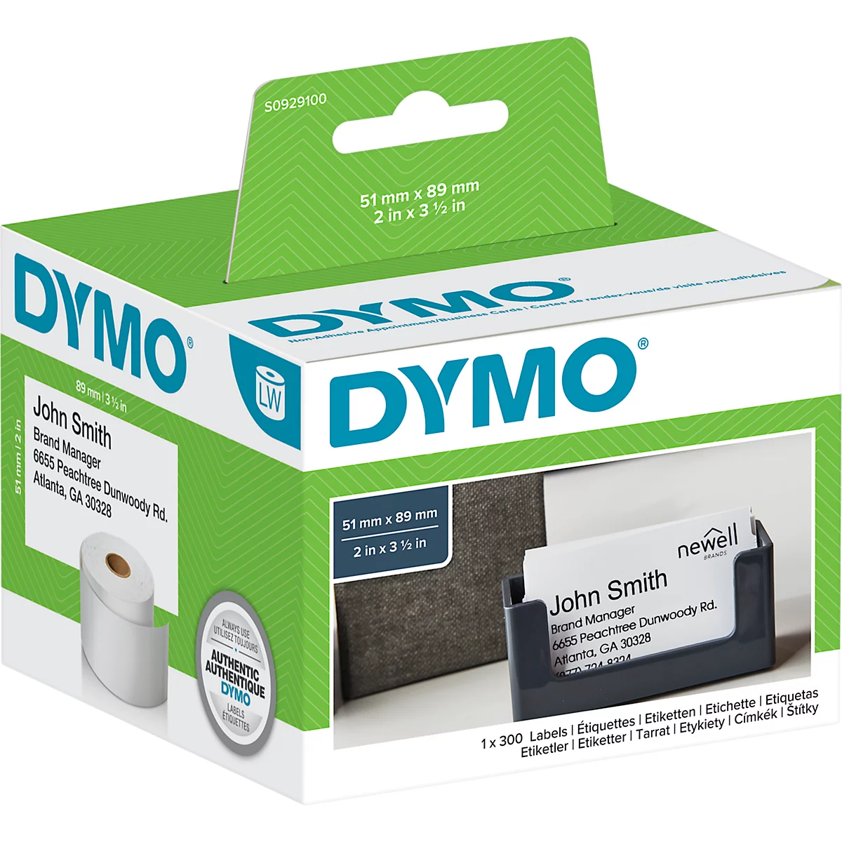 DYMO LabelWriter, Afspraak-/naambadges-etiketten, niet klevend, 51 x 89 mm, 300 stuks