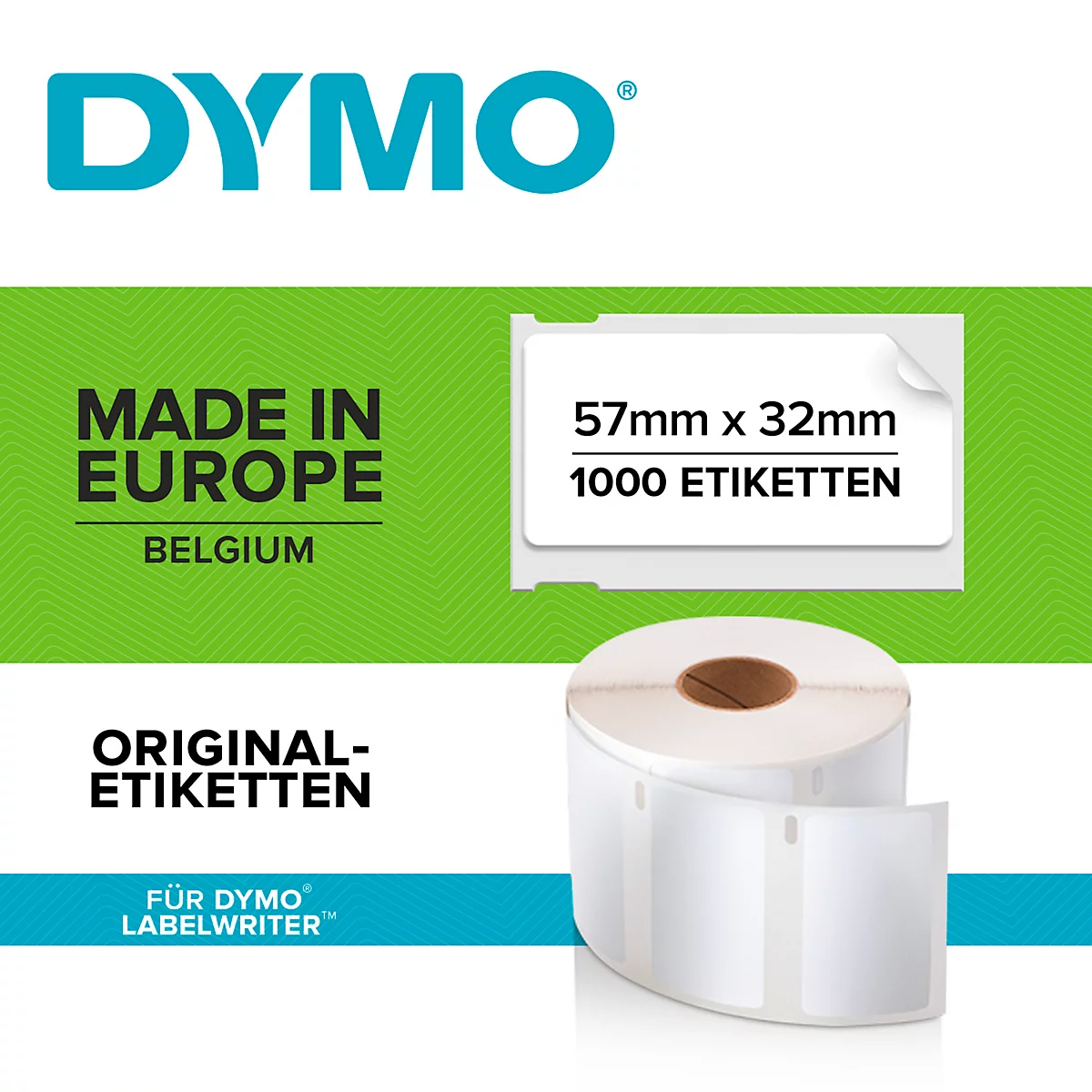 DYMO LabelWriter, multipurpose etiketten, verwijderbaar, 57 x 32 mm, 1 x 1000 stuks, wit