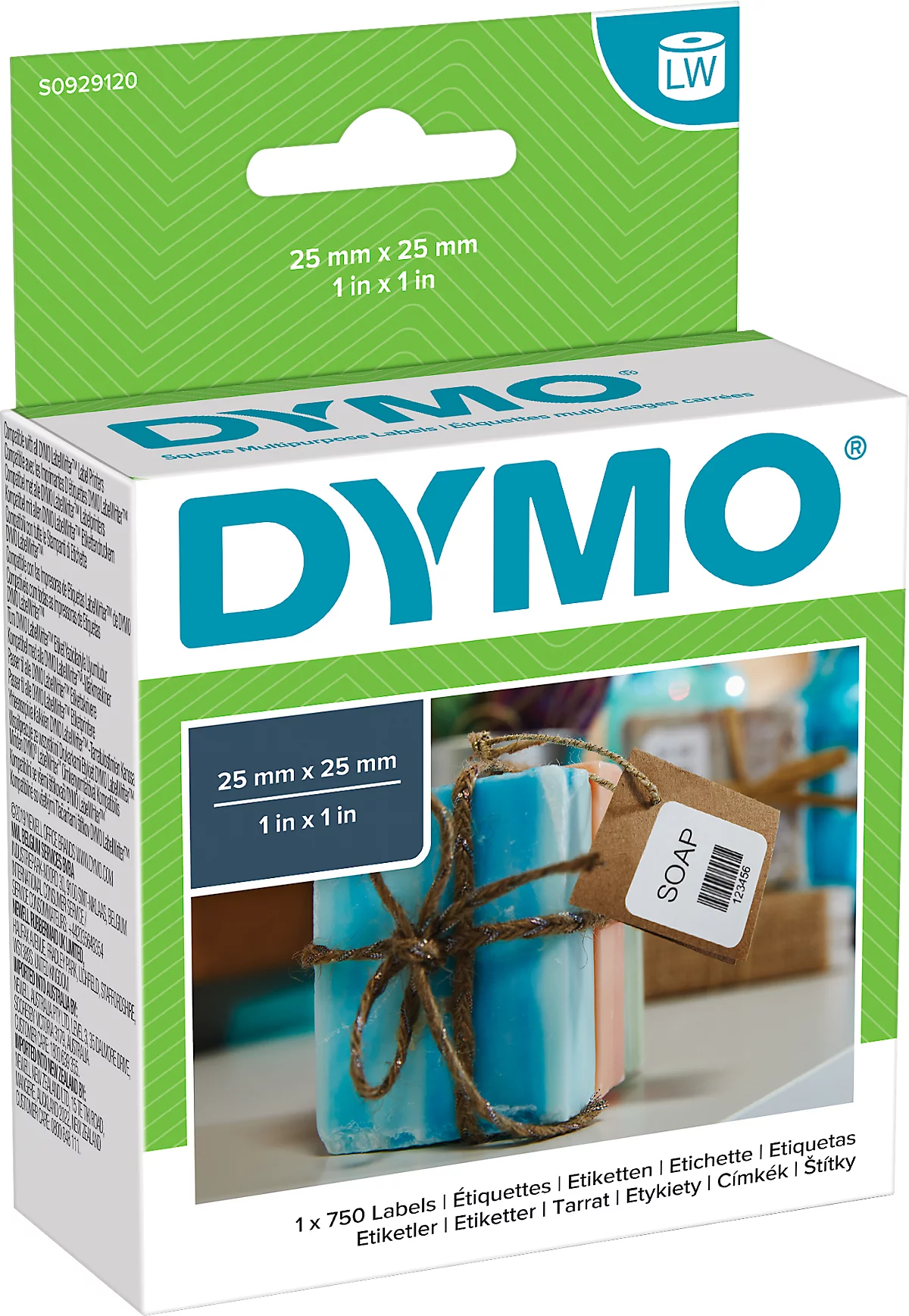 DYMO LabelWriter, Quadratische Mehrzweck-Etiketten, ablösbar, 25 x 25 mm, 750 Stück