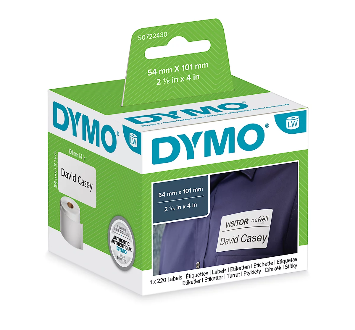 DYMO LabelWriter, Versand-/Namens-Etiketten, permanent, 101 x 54 mm, 220 Stück