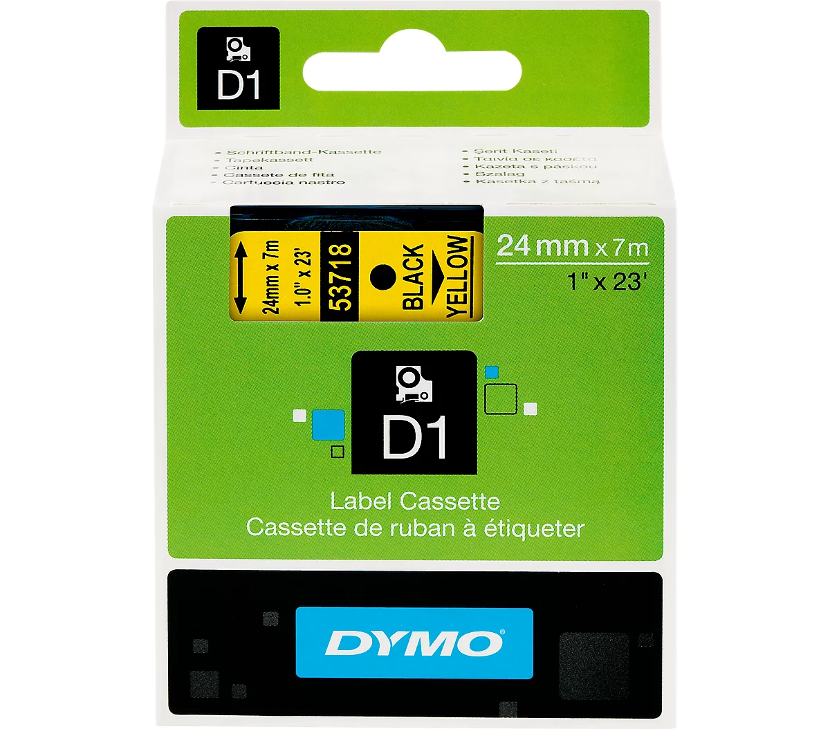 DYMO® Schriftbandkassette D1 53718, 24 mm, gelb/schwarz