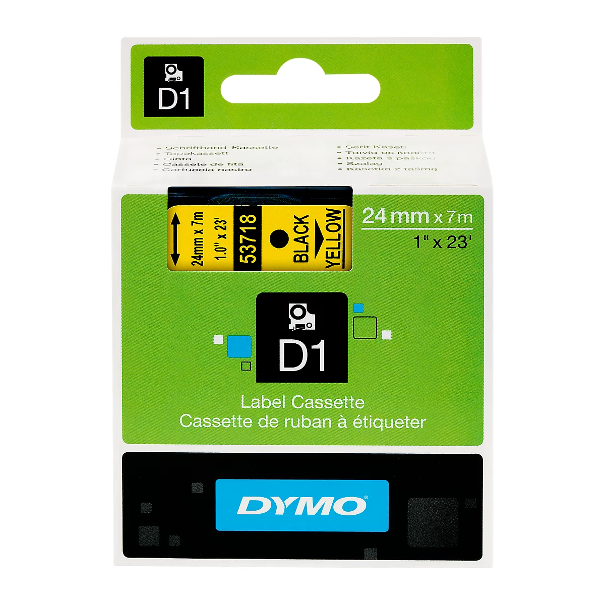 DYMO® Schriftbandkassette D1 53718, 24 mm, gelb/schwarz