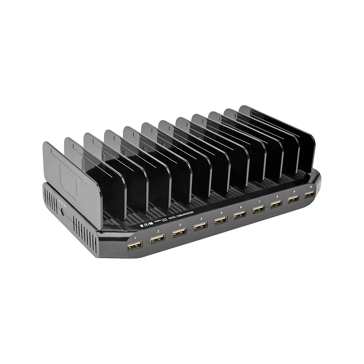 Eaton Tripp Lite Series 10-Port USB Charging Station with Adjustable Storage, 12V 8A (96W) USB Charger Output, Schuko Power Cord - Netzteil - 96 Watt - 8 A - 10 Ausgabeanschlussstellen (10 x 4-poliger USB Typ A) - Schwarz