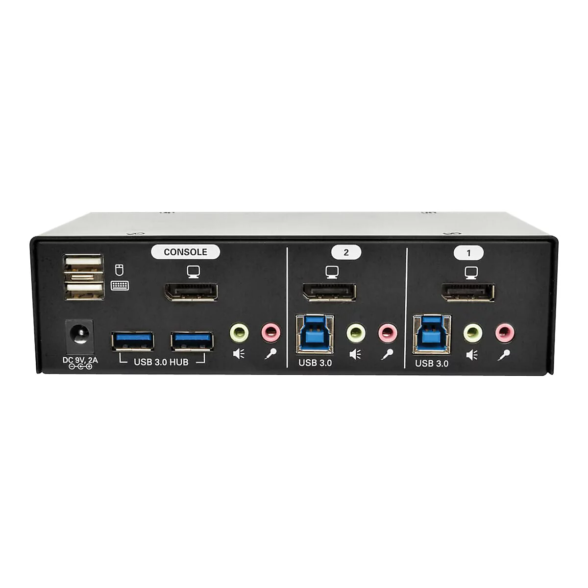 Eaton Tripp Lite series 2-Port DisplayPort KVM Switch w/Audio, Cables and USB 3.0 SuperSpeed Hub - KVM-/Audio-/USB-Switch - 2 x KVM/Audio/USB - 1 lokaler Benutzer - Desktop