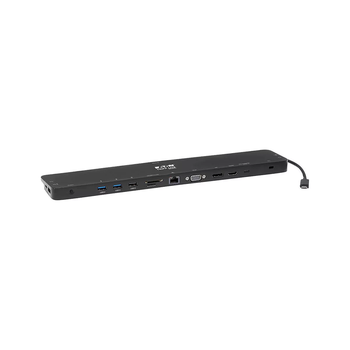 Eaton Tripp Lite Series Triple-Monitor USB C Dock USB C Docking Station with 4K HDMI & DisplayPort, VGA - USB-A/C, GbE, 100W PD, Black - Dockingstation - USB-C 3.1 / Thunderbolt 3 - VGA, HDMI, DP - 1GbE