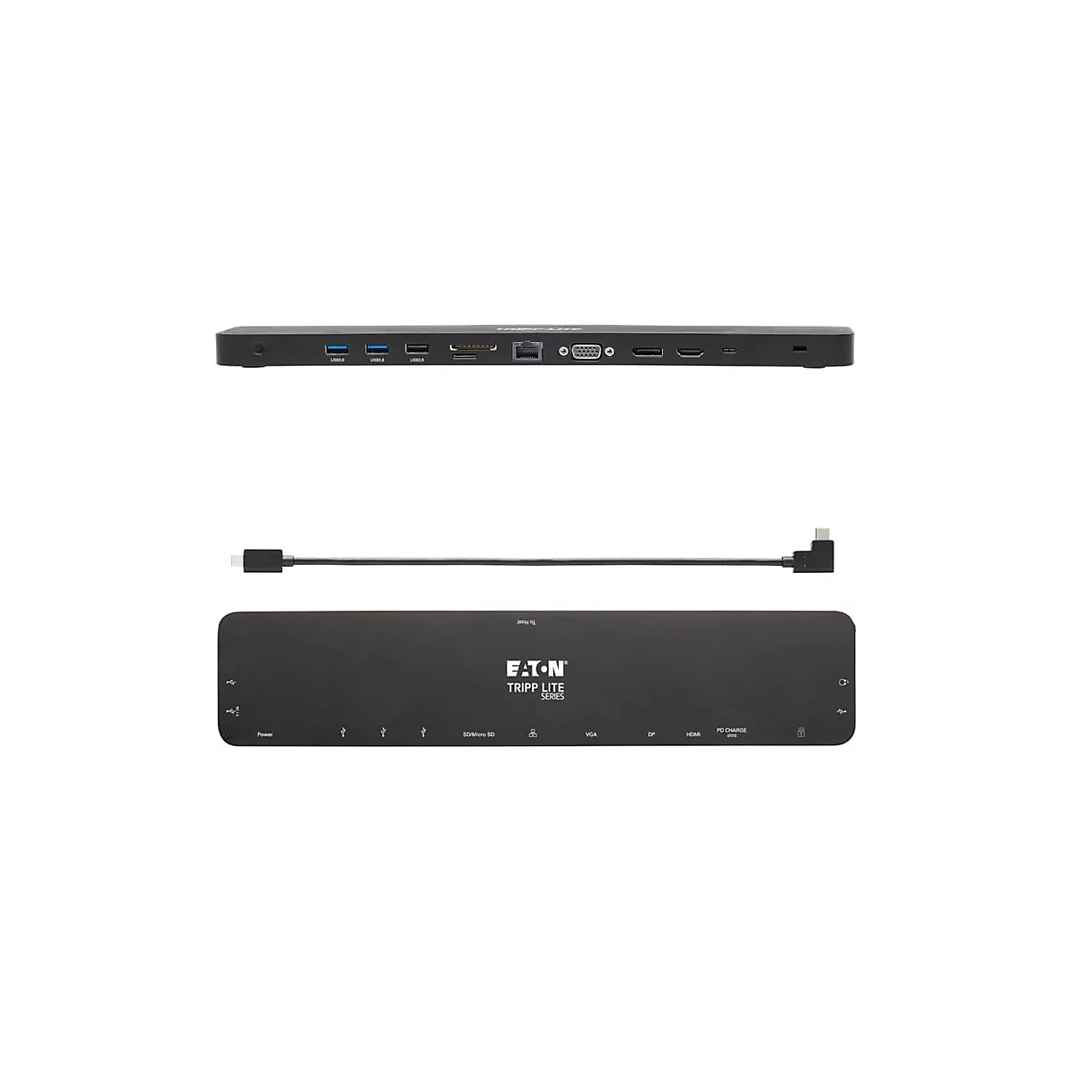 Eaton Tripp Lite Series Triple-Monitor USB C Dock USB C Docking Station with 4K HDMI & DisplayPort, VGA - USB-A/C, GbE, 100W PD, Black - Dockingstation - USB-C 3.1 / Thunderbolt 3 - VGA, HDMI, DP - 1GbE