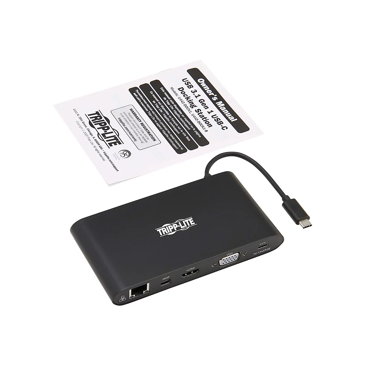 Eaton Tripp Lite Series USB 3.1 Gen 1 USB C Docking Station w/ USB-A, HDMI, VGA, mDP, Gigabit Ethernet, Mem Card, 3.5 mm & USB-C Charge 4K @ 30Hz, USB-C, USB Type C, USB Type-C - Dockingstation - USB-C - VGA, HDMI, Mini DP - 1GbE