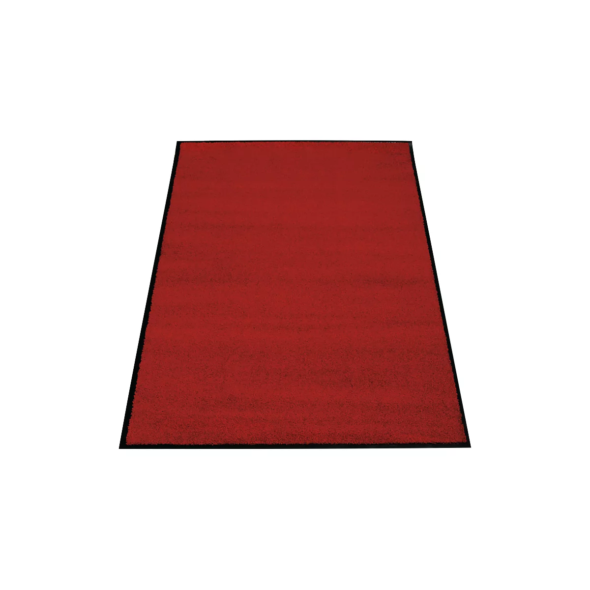 Red carpet with a black border. The surface has a textured look.
