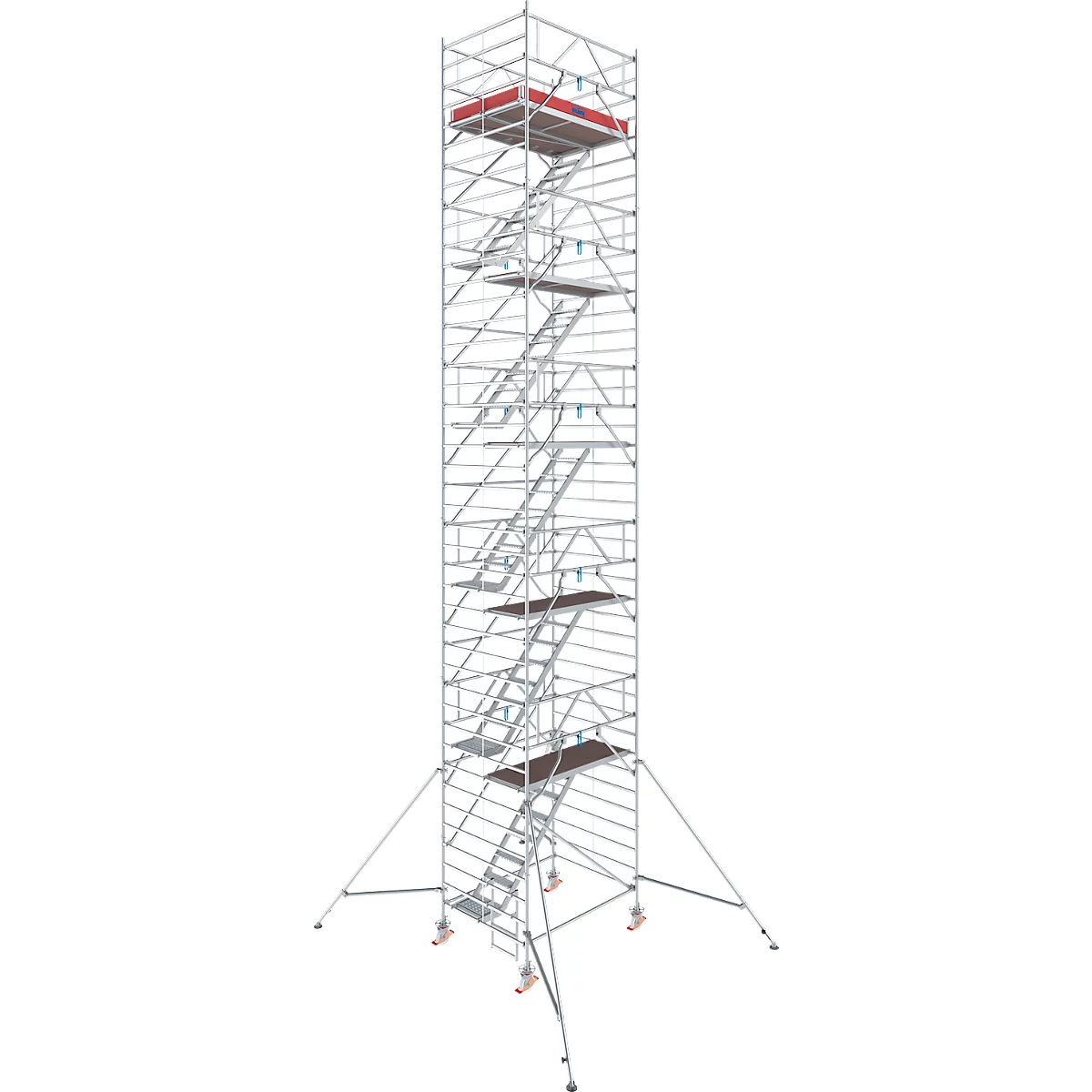 Échafaudage roulant aluminium Krause Série 5500, 200 kg/m², homologué TÜV, roulettes à frein, L 1500 x P 2000 x H 12300 mm