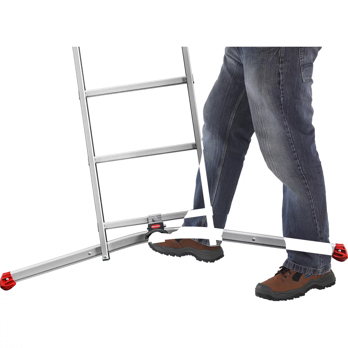 Echelle multi-usages Hailo S110 Pro, 2 parties, 2 x 12 barreaux, système de barreaux pivotants, compensation au sol, jusqu'à 150 kg, aluminium et plastique, argent