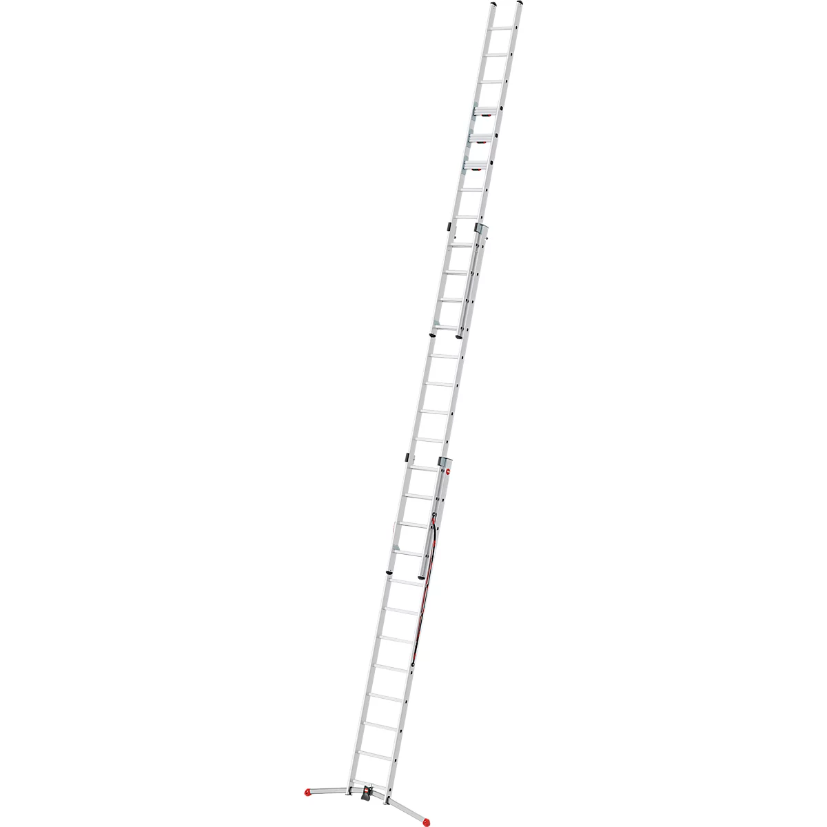 Echelle polyvalente Hailo S120 Pro, 3 éléments, 3 x 12 barreaux, système de barreaux pivotants, compensation au sol, jusqu'à 150 kg, aluminium et plastique, argent