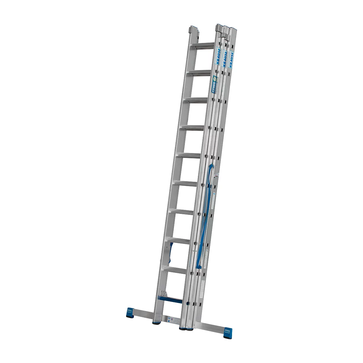 Échelle polyvalente Krause, en 3 parties, échelons T 80 mm et barreaux T 30 mm, traverse, TRBS 2121-2, avec 3 x 10 échelons, aluminium