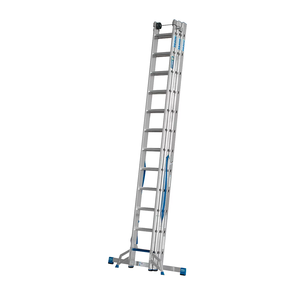 Échelle polyvalente Krause, en 3 parties, échelons T 80 mm et barreaux T 30 mm, traverse, TRBS 2121-2, avec 3 x 12 échelons, aluminium