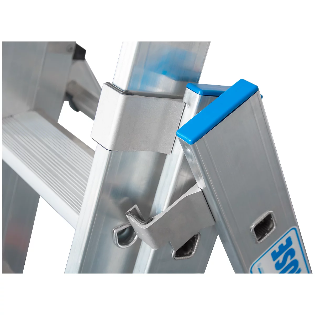 Échelle polyvalente Krause, en 3 parties, échelons T 80 mm et barreaux T 30 mm, traverse, TRBS 2121-2, avec 3 x 12 échelons, aluminium