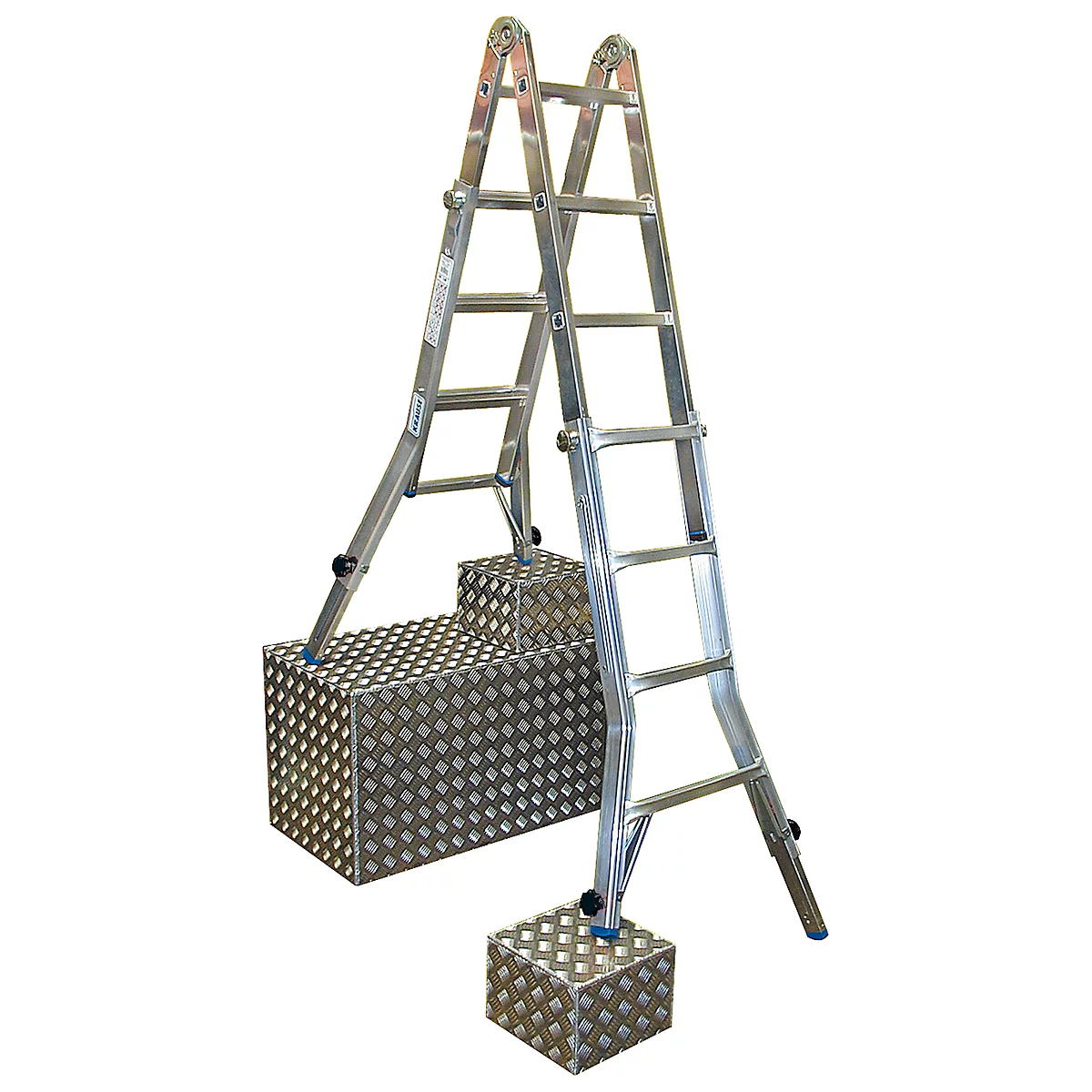 Échelle télescopique articulée, avec 4 x 4 barreaux