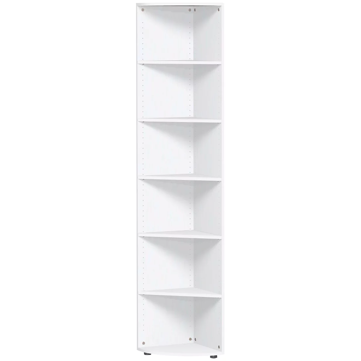 Eckabschlussregal PALENQUE, 6 OH, B 400 x T 400 x H 2160 mm, weiß
