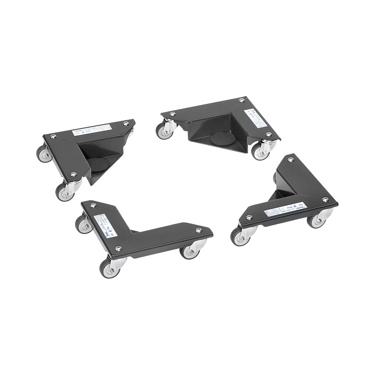 Eckenroller Fetra, 4 Elemente, Traglast jeweils 150 kg, mit Lenkrollen & Koffer, anthrazitgrau