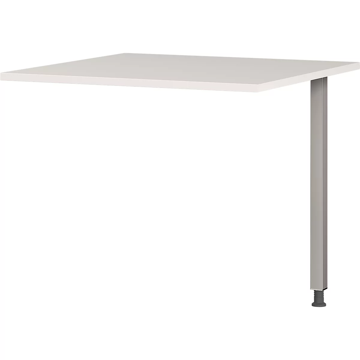 Eckschreibtisch Profi 2.0, mechanisch höheneinstellbar, C-Fuß, inkl. Ansatztisch mit Stützfuß, B 2400 x T 2600 x H 700-800 mm, silber/lichtgrau