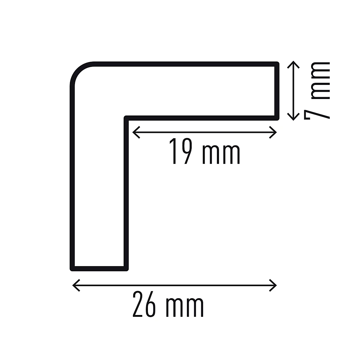 Eckschutzprofil Durable C19, rechteckig, für Innen- & Außenbereich, Klebefläche je Seite 19 mm, L 1000 x B 26 mm, PU-Schaum, gelb/schwarz