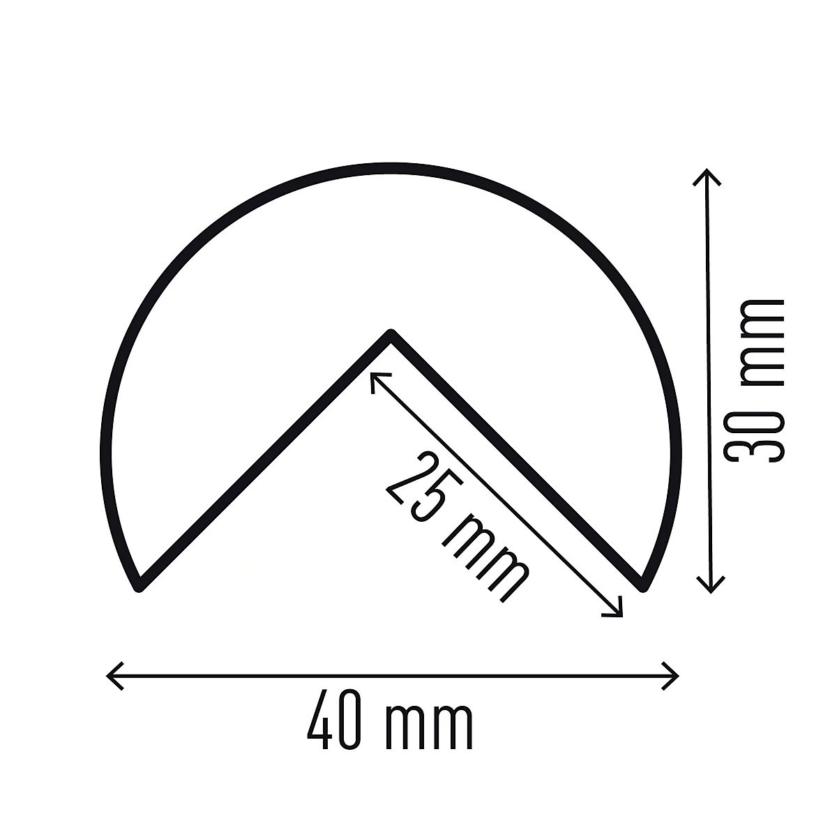 Eckschutzprofil Durable C25R, halbrund, für Innen- & Außenbereich, Klebefläche je Seite 25 mm, L 1000 x B 40 mm, PU-Schaum, gelb/schwarz