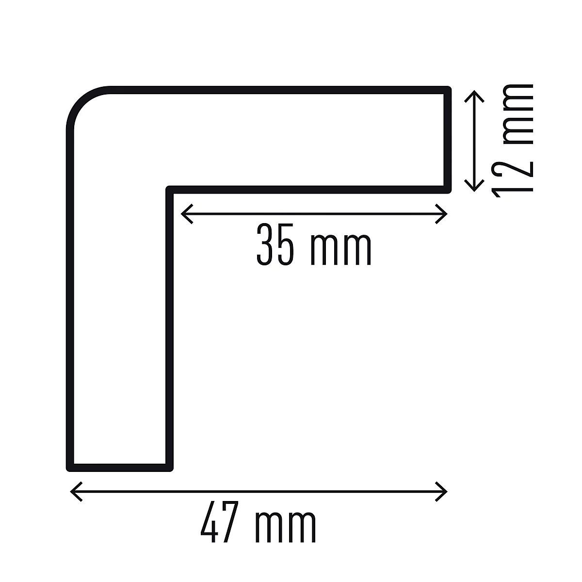 Eckschutzprofil Durable C35, rechteckig, für Innen- & Außenbereich, Klebefläche je Seite 35 mm, L 1000 x B 47 mm, PU-Schaum, gelb/schwarz
