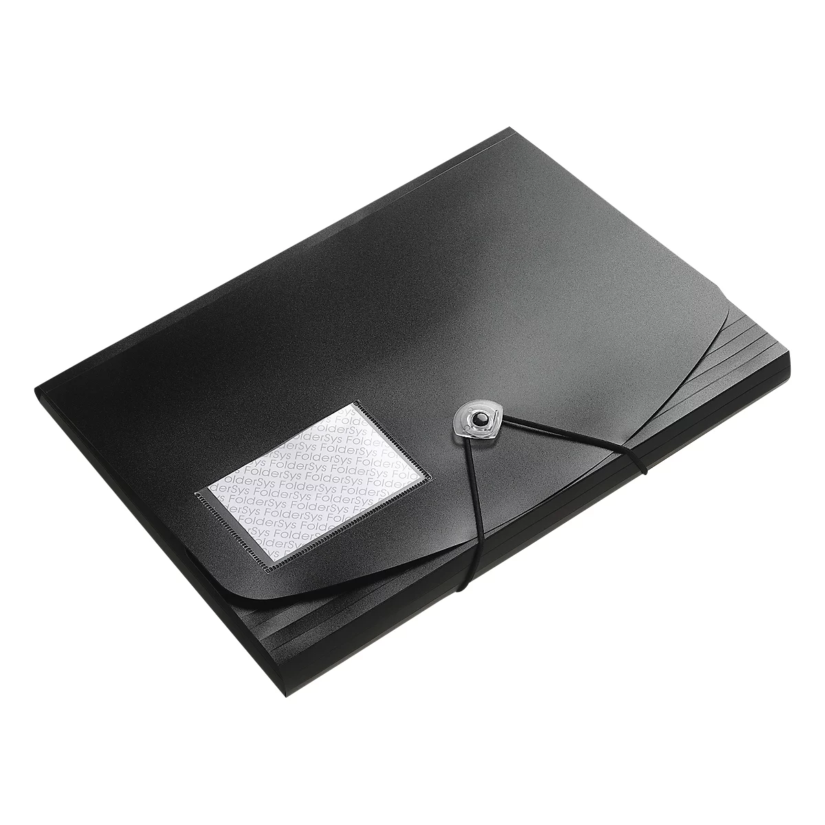 Eckspanner FolderSys JUMBO, A4, B 240 x H 320 mm, 3 Innenklappen & Gummizug-Verschluss, Polypropylen, Stärke 0,42 mm, schwarz, 10 Stück