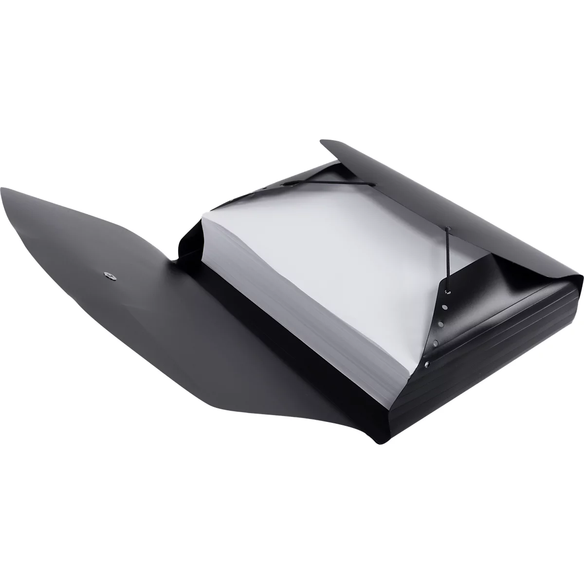 Eckspanner FolderSys JUMBO, A4, B 240 x H 320 mm, 3 Innenklappen & Gummizug-Verschluss, Polypropylen, Stärke 0,42 mm, schwarz, 10 Stück