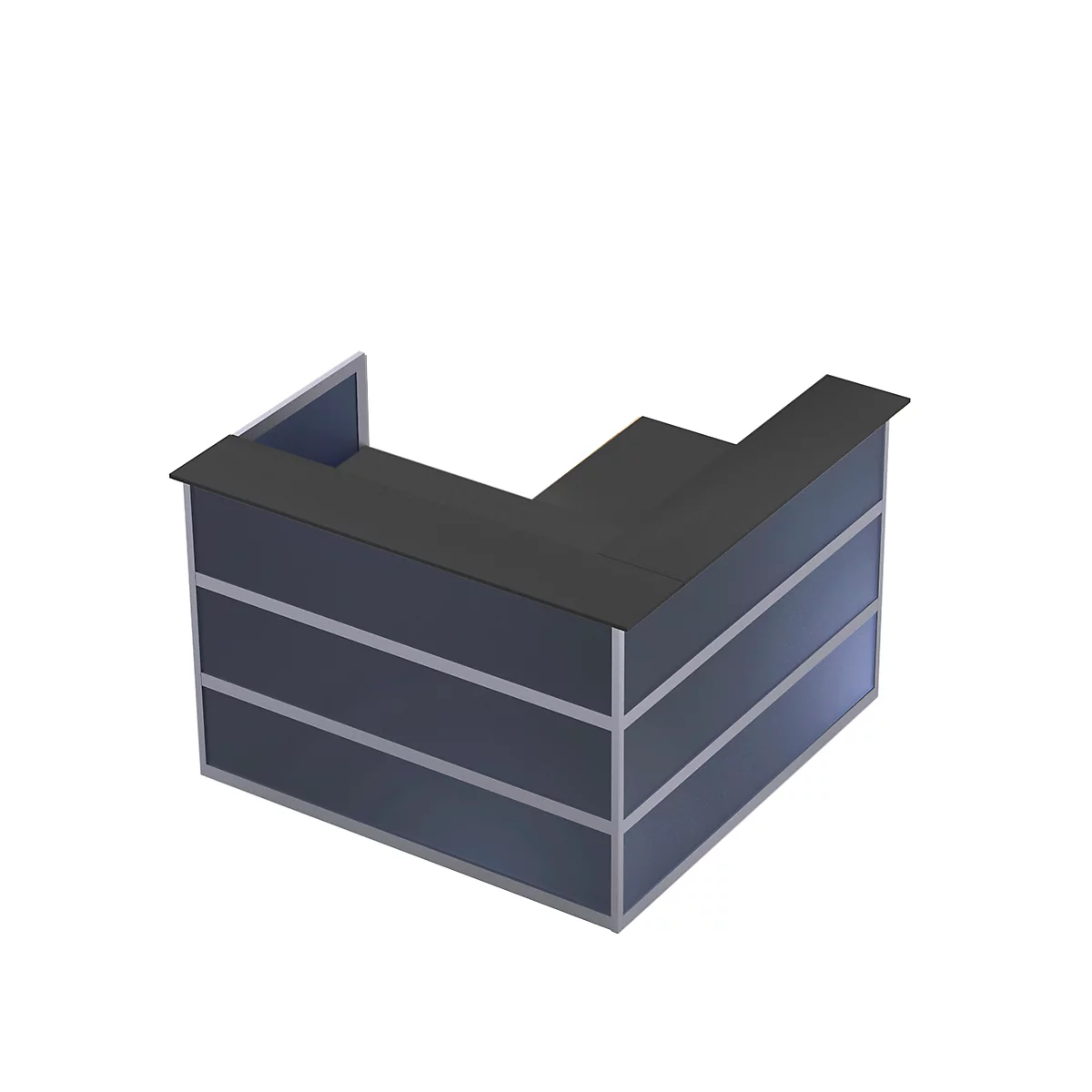 Ecktheke Tool, B 1500 x T 1500 x H 1100 mm, anthrazit/Kunstglas anthrazit