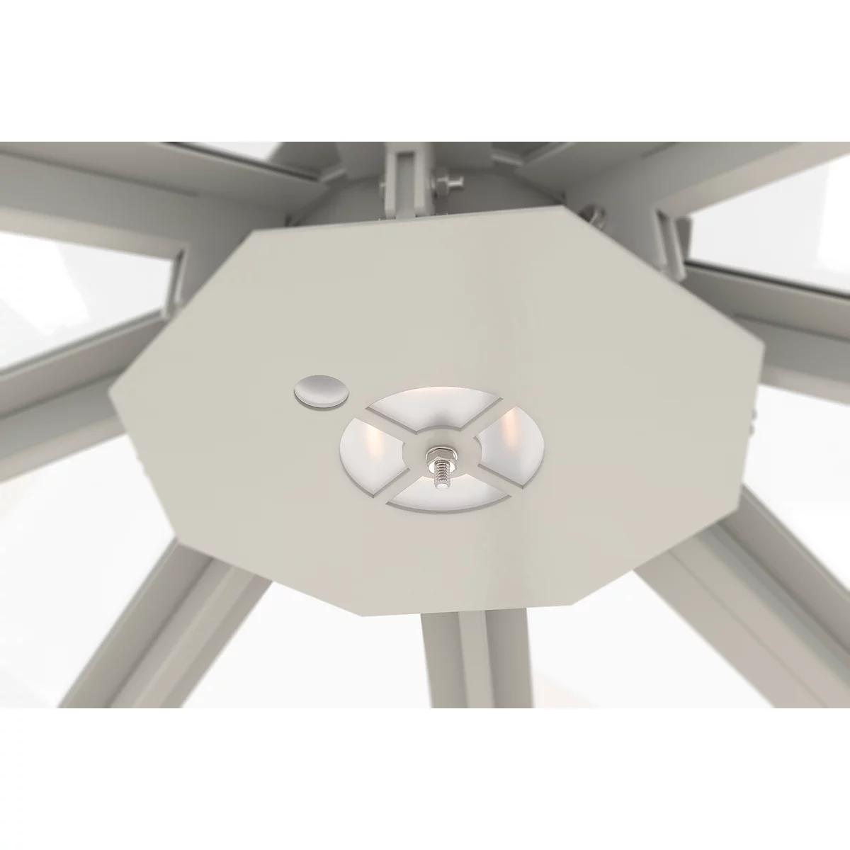Éclairage LED pour le pavillon fumeur octogonal modèle Paris, couleur de la lumière blanc neutre, 11 W, IP65, blanc gris supérieur RAL 9002