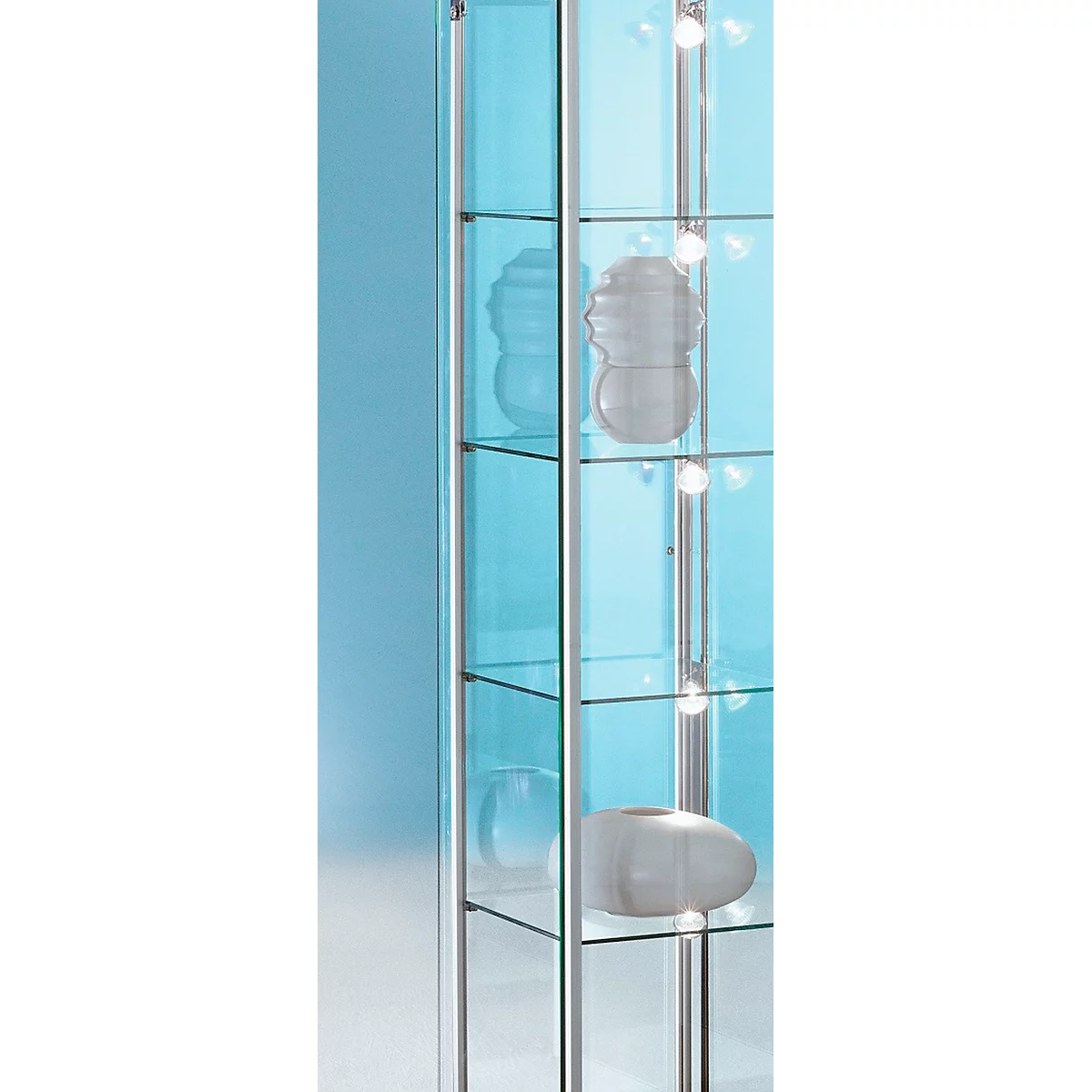 Vitrine haute avec éclairage LED Raudberg 20, Couleur : Noir