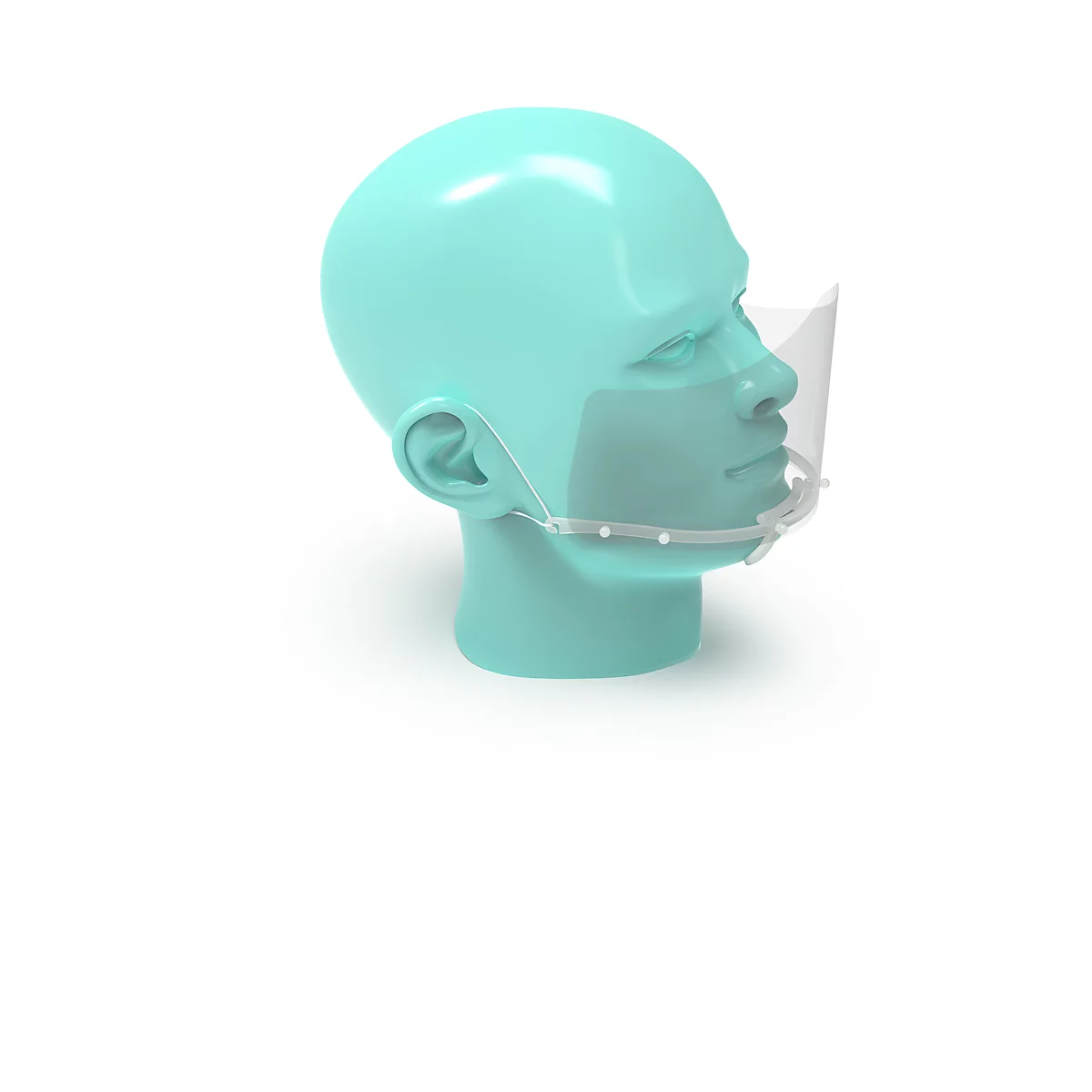 Écran facial bouche/nez, écran interchangeable, élastiques, blanc/transparent