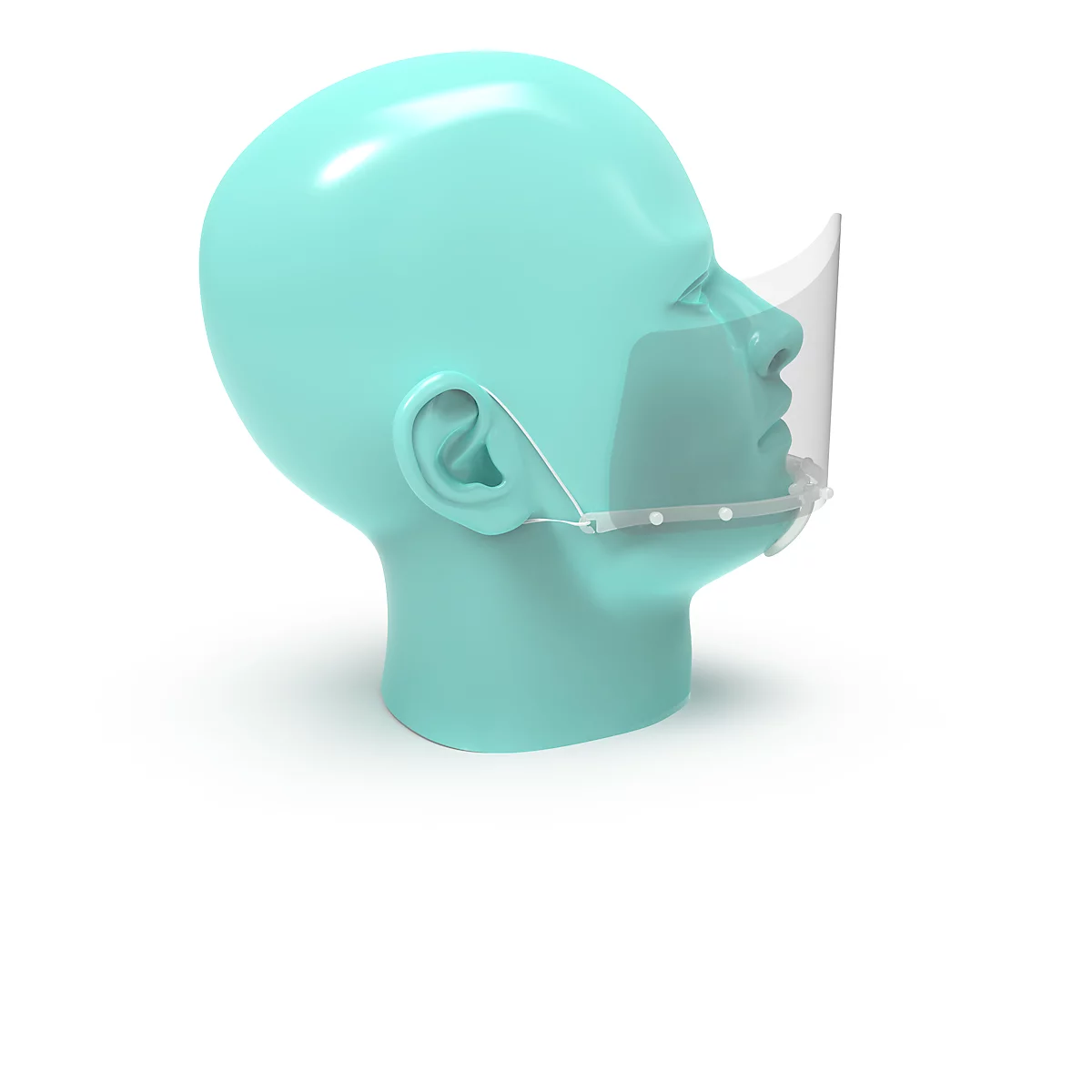 Écran facial bouche/nez, écran interchangeable, élastiques, blanc/transparent